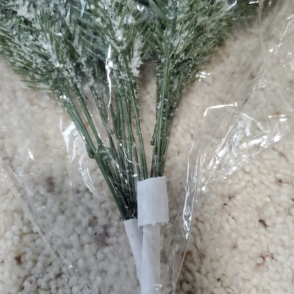 Frosted Green Holiday Pine Branches